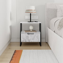 Hanah Home Mesilla de Noche Pal - Carrara Marble